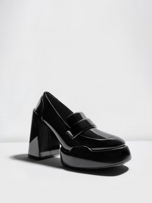 Charles & Keith Lula Charol Loafer Pumps Negros | 7856913-KC