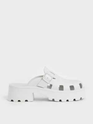 Charles & Keith Mae Buckled Plataforma Mules Rosas | 0894126-RI