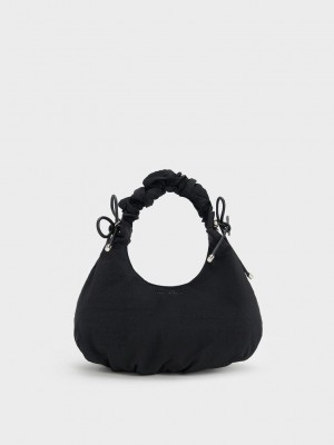 Charles & Keith Maisy Ruched Nylon Bag Negros | 6574093-EC