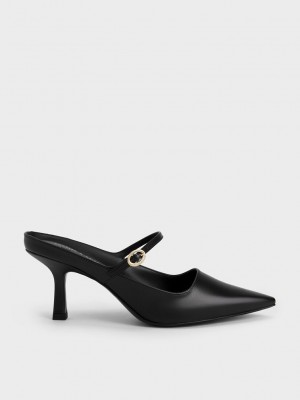 Charles & Keith Mary Jane Tacón Mules Negros | 7951423-VW