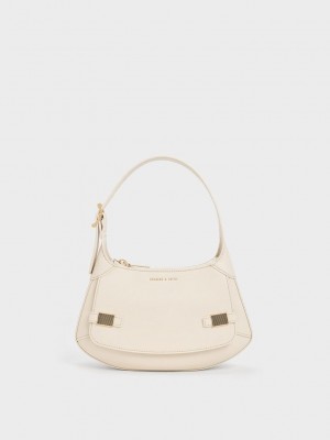 Charles & Keith Metallic-Accent Curved Shoulder Bag Rosas | 6487102-NV