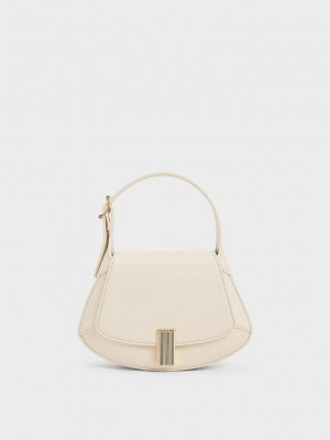 Charles & Keith Metallic-Accent Curved Top Handle Bag Rosas | 1256073-RU
