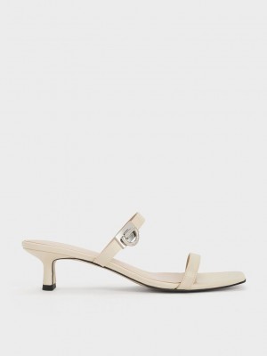 Charles & Keith Metallic Accent Double Correa Mules Rosas | 7960412-TV