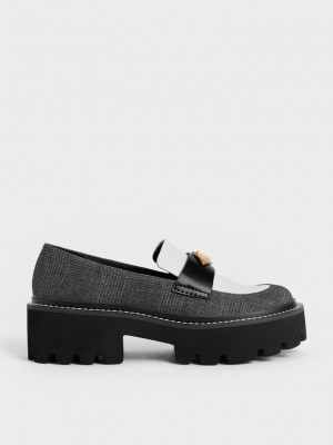 Charles & Keith Metallic Accent Fornido Plataforma Printed Penny Loafers Multicolor | 0586173-EU
