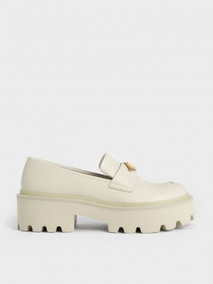 Charles & Keith Metallic Accent Fornido Plataforma Penny Loafers Rosas | 5924678-PR