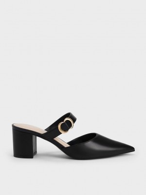 Charles & Keith Metallic Accent Pointed-Puntera Pumps Negros | 5293170-QM
