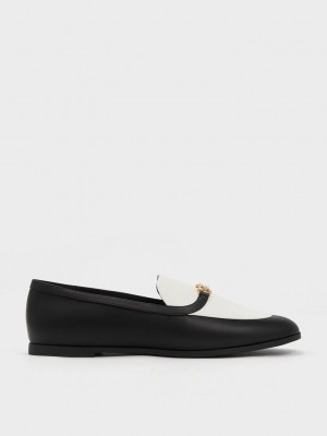 Charles & Keith Metallic Accent Two-Tone Round-Puntera Loafers Multicolor | 2896174-OS
