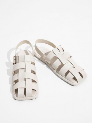 Charles & Keith Metallic Hebilla Caged Destalonadas Sandals Rosas | 8709624-FB