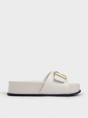 Charles & Keith Metallic Hebilla Flatform Sandals Rosas | 2019763-HU