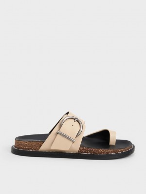 Charles & Keith Metallic Hebilla Puntera-Ring Sandals Marrom | 3408256-LO