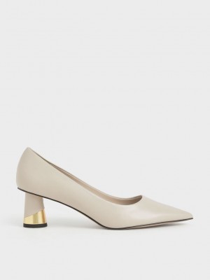 Charles & Keith Metallic Sculptural Heel Pumps Rosas | 0546938-YF