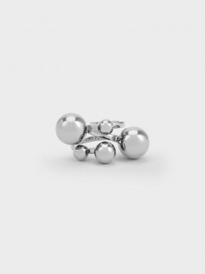 Charles & Keith Metallic Sphere Sculptural Ring Plateados | 6571420-CQ