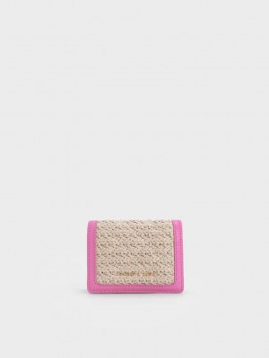 Charles & Keith Micaela Woven Card Holder Fucsia | 8704326-MT