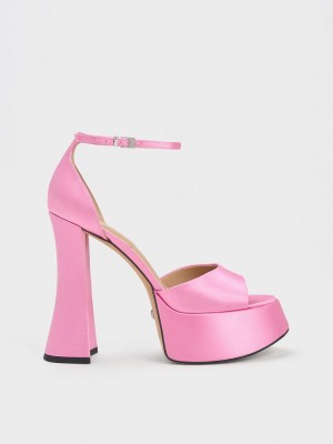 Charles & Keith Michelle Recycled Polyester Plataforma Sandals Rosas | 7856342-QY
