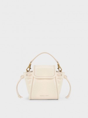 Charles & Keith Mini Ashby Top Handle Bag Creme | 1047529-MU