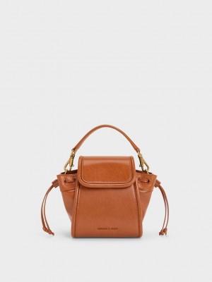 Charles & Keith Mini Ashby Top Handle Bag Marrom | 2310547-LG