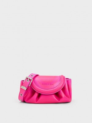Charles & Keith Mini Blossom Curved Flap Crossbody Bag Rosas | 7430698-JM