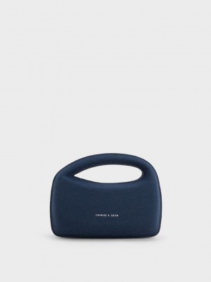 Charles & Keith Mini Cocoon Textured Top Handle Bag Azul Marino | 6914253-ZO
