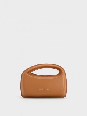 Charles & Keith Mini Cocoon Top Handle Bag Chocolate | 1567328-AH