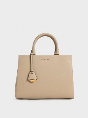 Charles & Keith Mirabelle Structured Handbag Marrom | 7612084-WF