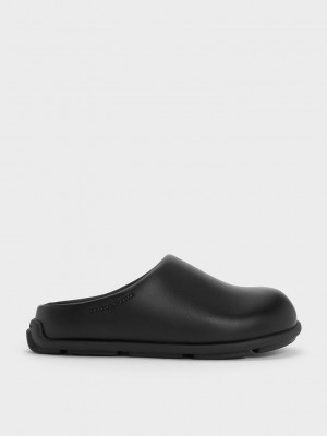 Charles & Keith Molly Planos Mules Negros | 9435607-TQ