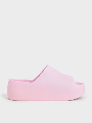 Charles & Keith Morgan Plataforma Chanclas Sandals Rosas Claro | 5408697-ZE