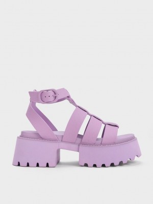Charles & Keith Nadine Gladiator Plataforma Sandals Morados | 3124680-GN