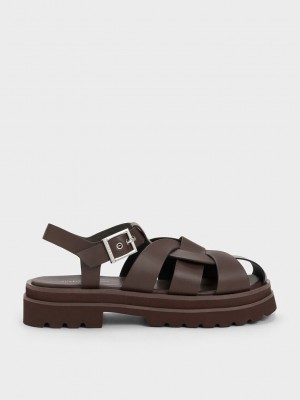 Charles & Keith Nell Gladiator Sandals Marrom Oscuro | 6471908-XH