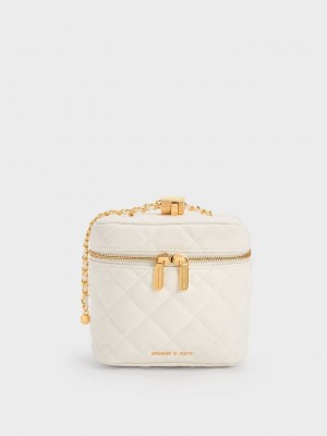 Charles & Keith Nezu Acolchado Boxy Bag Blancos | 4279583-XZ