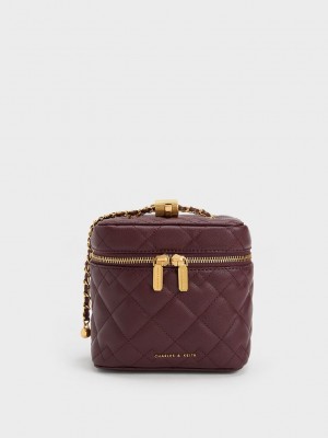 Charles & Keith Nezu Acolchado Boxy Bag Chocolate Oscuro | 6824037-VK