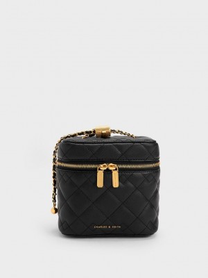 Charles & Keith Nezu Acolchado Boxy Bag Negros | 3789145-ZF