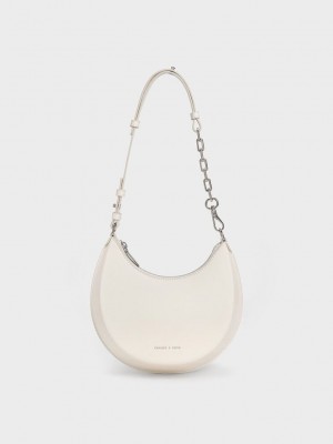 Charles & Keith Olivia Moon Bag Creme | 7931805-FC