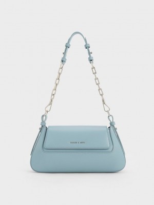 Charles & Keith Olivia Trapeze Shoulder Bag Azules | 8450691-XL