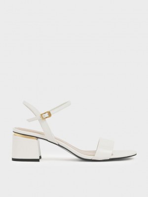 Charles & Keith Open Puntera Ankle Correa Block Heel Sandals Rosas | 9784352-MH
