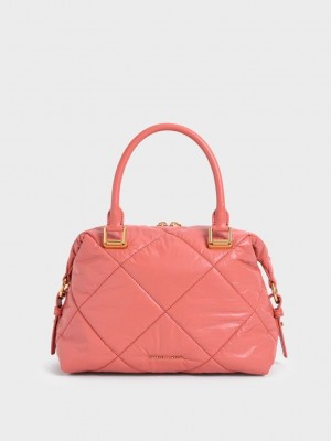 Charles & Keith Paffuto Acolchado Tote Bag Coral | 9310768-KV