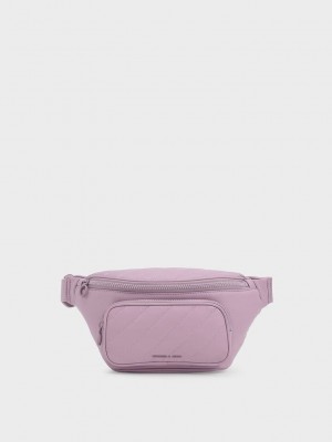 Charles & Keith Panelled Belt Bag Morados | 6514370-XC