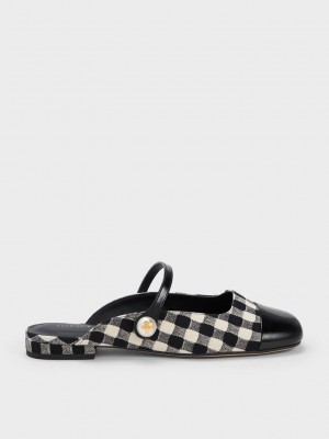 Charles & Keith Pearl Embellished Gingham Planos Mules Multicolor | 3791085-WA