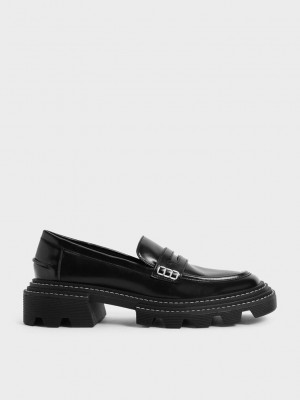 Charles & Keith Perline Fornido Penny Loafers Negros | 6520897-IO