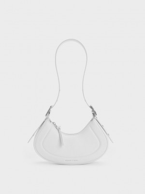 Charles & Keith Petra Curved Shoulder Bag Blancos | 6713945-LO