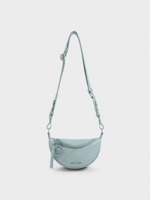 Charles & Keith Philomena Half-Moon Crossbody Bag Azules | 0438157-SD
