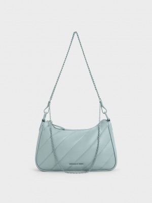 Charles & Keith Philomena Puffy Chain-Correa Crossbody Bag Azules | 0795382-ZU
