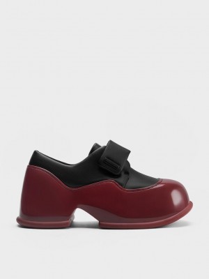 Charles & Keith Pixie Charol Two-Tone Plataforma Loafers Rojos | 4735618-VI