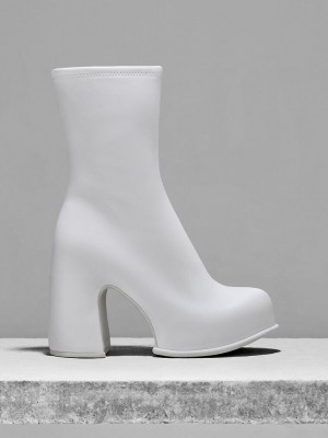 Charles & Keith Pixie Plataforma Ankle Boots Blancos | 8762130-TG