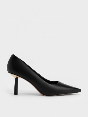 Charles & Keith Pointed-Puntera Cylindrical Heel Pumps Negros | 1579230-XO