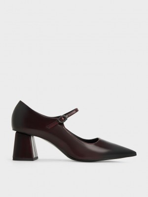 Charles & Keith Pointed-Puntera Mary Jane Pumps Rojos | 9504718-SL