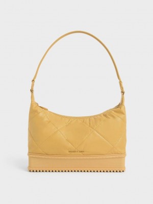 Charles & Keith Puffy Shoulder Bag Moutarde | 5094267-KJ