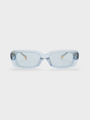 Charles & Keith Rectangular Recycled Acetate Sunglasses Azules | 4251367-XB