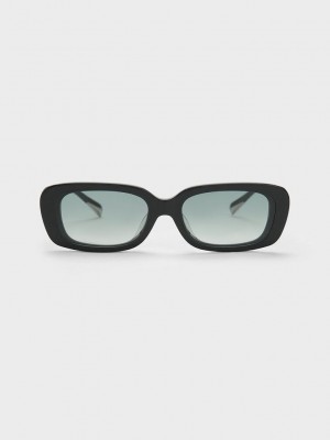 Charles & Keith Rectangular Recycled Acetate Sunglasses Negros | 9562401-LT