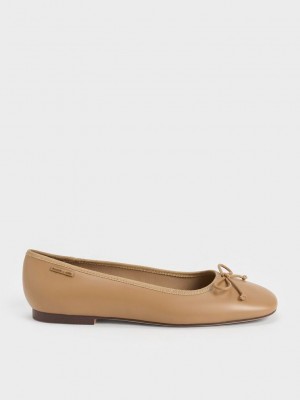 Charles & Keith Rhea Bow Ballerinas Marrom | 1483952-ZH
