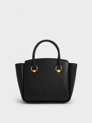 Charles & Keith Ring-Embellished Large Tote Bag Negros | 7416095-QW